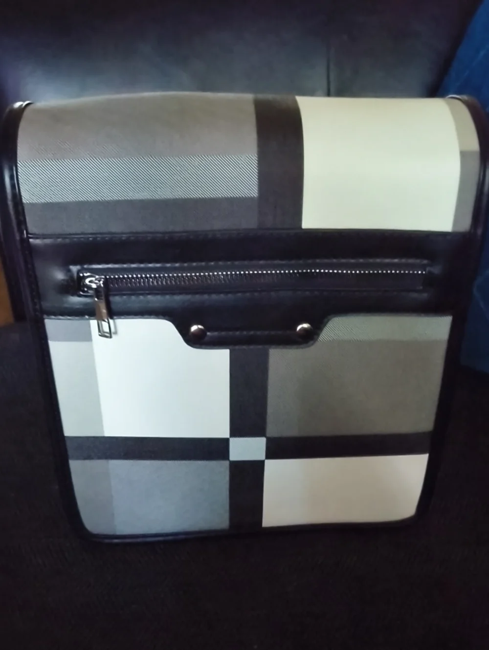 Women Gray & Black Check Messenger Bag - Unbranded